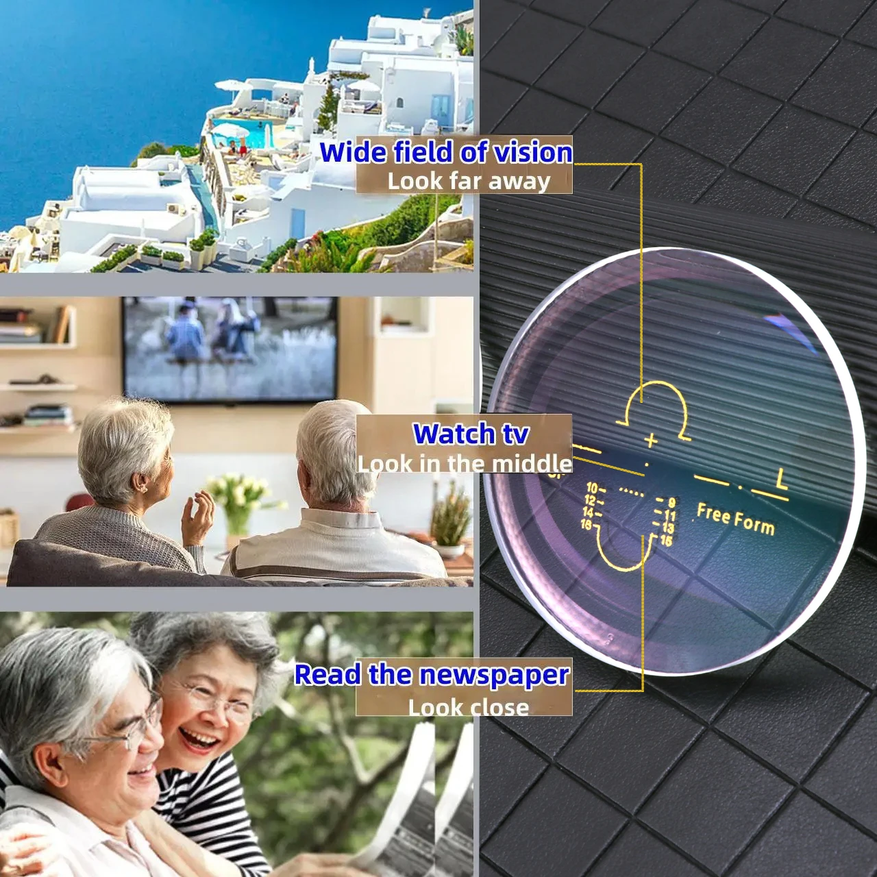 Внутренние прогрессивные оптические линзы Φ CR39 1 56/1 61/1 67/1 74 профессиональные по