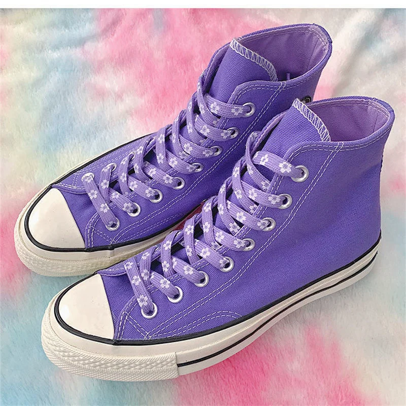 1 pair Pink Green Blue Cherry Blossom Shoelaces For Women High-Cut Low-Cut Canvas Sneakers Sports Shoe Laces