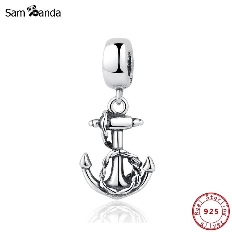 100% 925 Sterling Silver Bead Charm Anchor Pendant Charms Fit Original Pandora Bracelets Necklaces For Women DIY Jewelry Gift