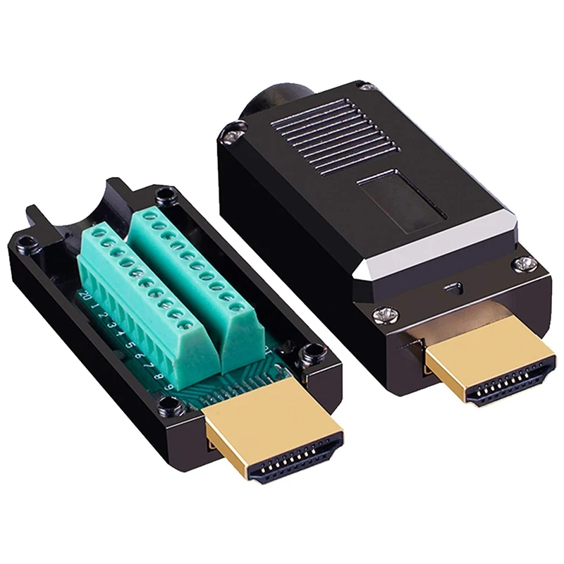 

2 упаковки HDMI-совместимый адаптер без пайки, позолоченные штекерные сигналы Клеммная коммутационная плата Коннектор с металлическим корпу...