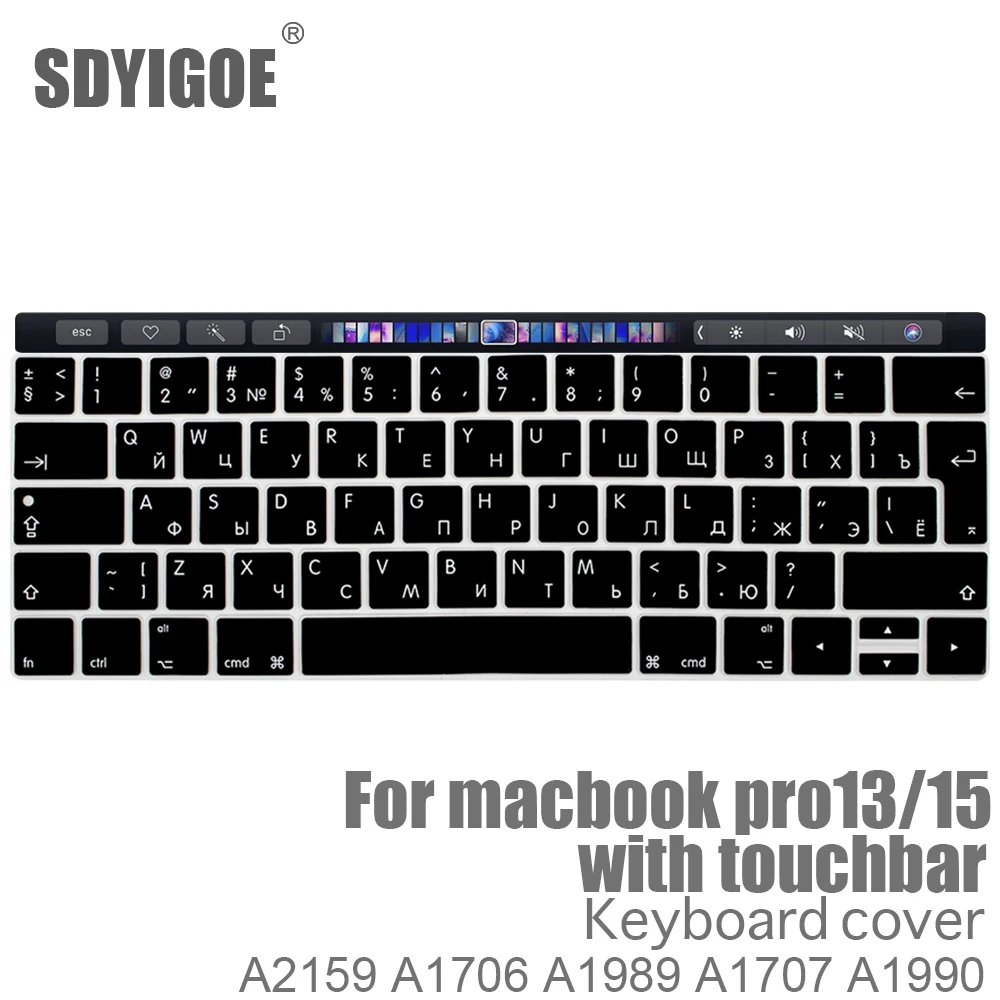 Фото Мягкий чехол для клавиатуры Macbook Pro 13 touchbar A2159 A1706 A1707 A1989 A1990 EU US силиконовый чехол для клавиатуры Macbook Pro 15 №4