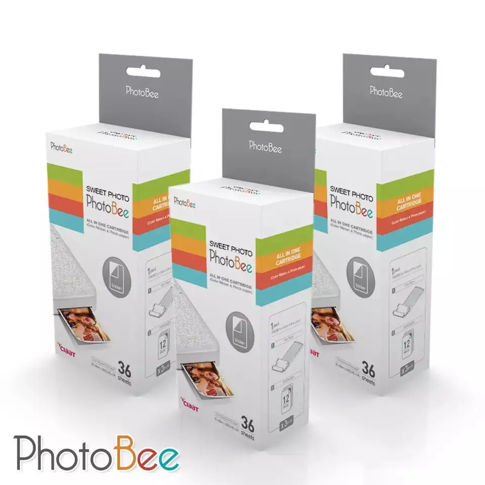 Self-adhesive 3Box Photo Paper and Ink Cartidge For PhotoBee Photo Printer Inkless Printing Android IOS Printer #R10