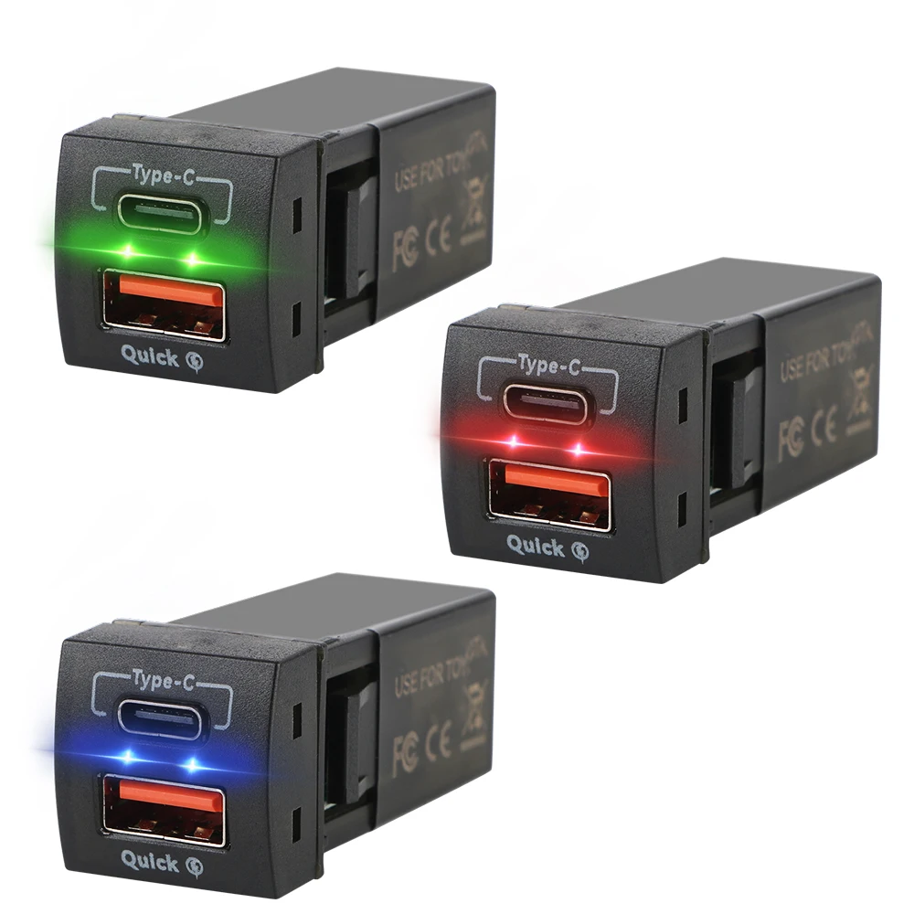 QC3.0 USB Type-C PD 12 В 48 Вт Быстрое зарядное устройство для вольтметра Toyota Новые