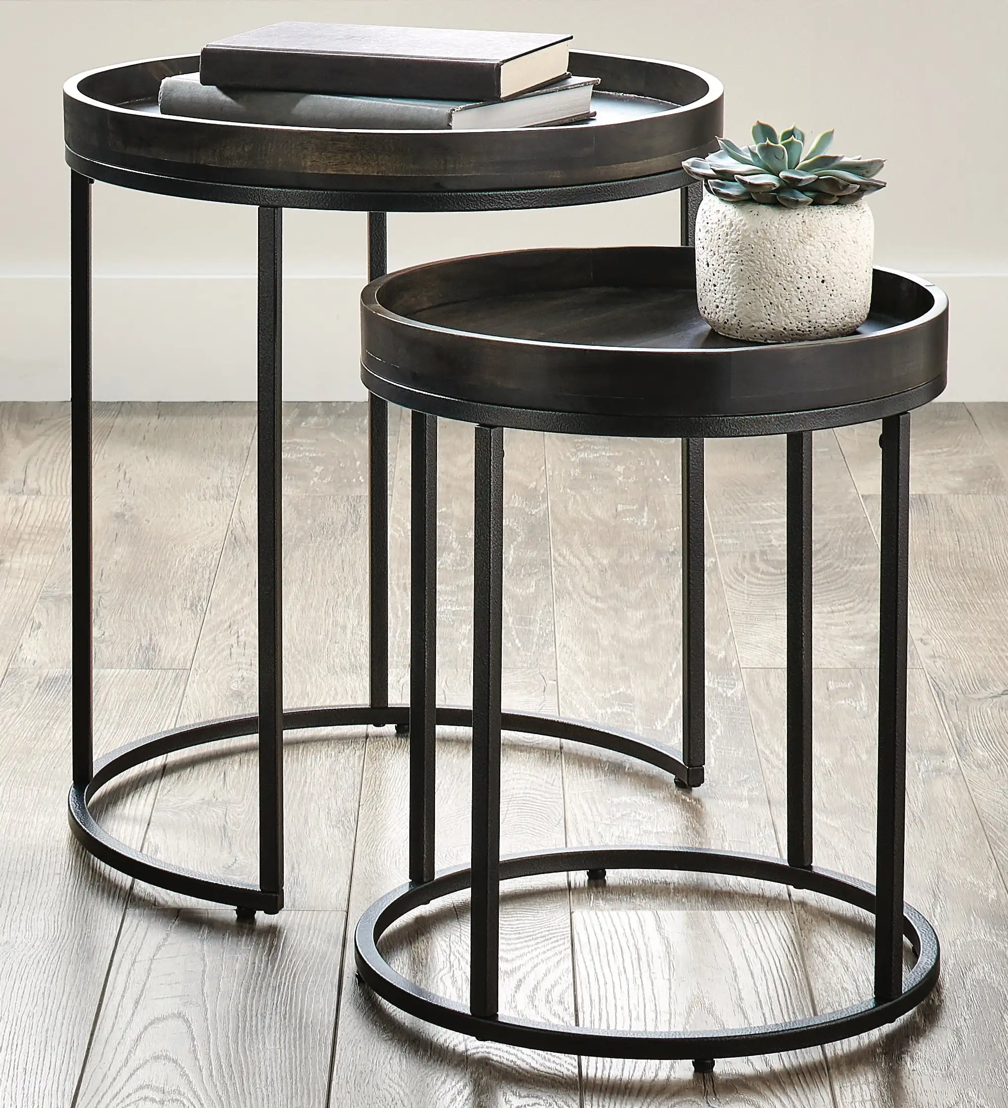 

Tray Top Nesting Tables, Set of 2, Dark Walnut