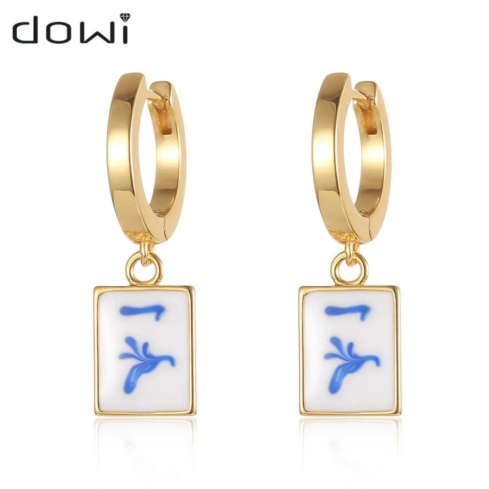 

Dowi Women's Ceramic Round Dangle Hoop Earrings Gold Color Fashion Jewelry for Wedding Birthday Party Gifts Wholesales