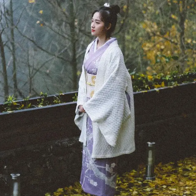 

Winter Kimono Women Cardigan Long Jacket Kimono Coat Traditional Haori Withe Knitting