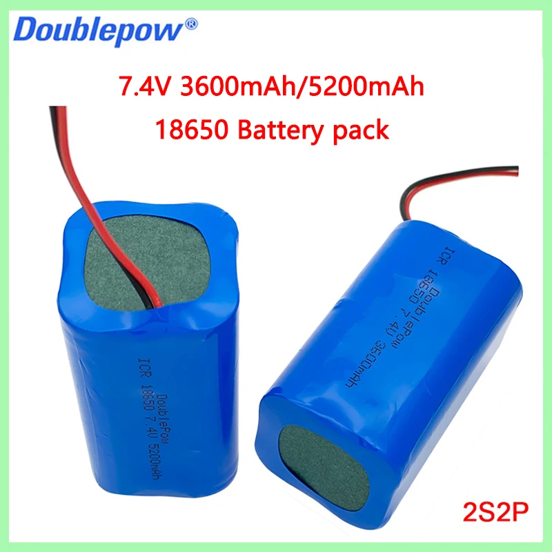 7.4V 18650 lithium battery pack 3600mAh/5200mAh Rechargeable battery pack megaphone speaker protection board+XH2.54-2P Plug