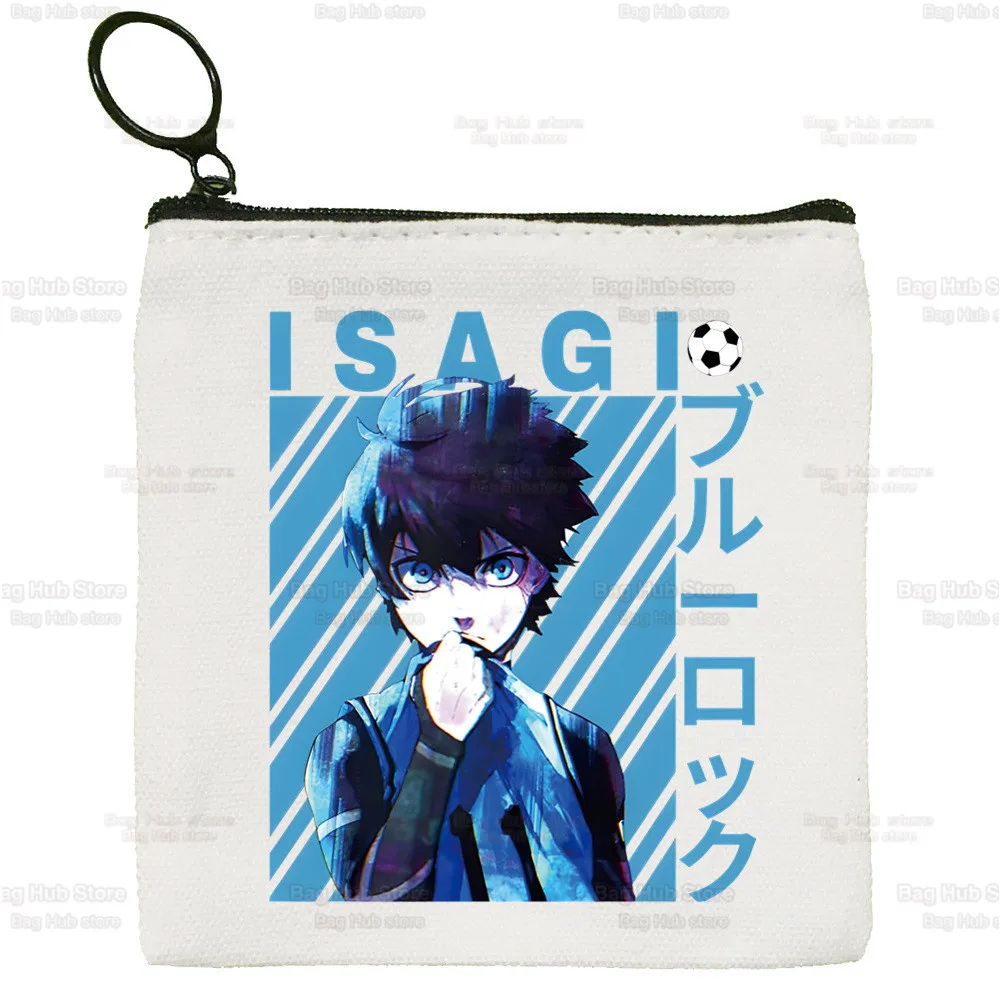 Blue Lock Isagi Yoichi Anime Coin Purse Female Fabric Small Purse Mini Clutch Bag Cute Canvas Key Case Coin Purse