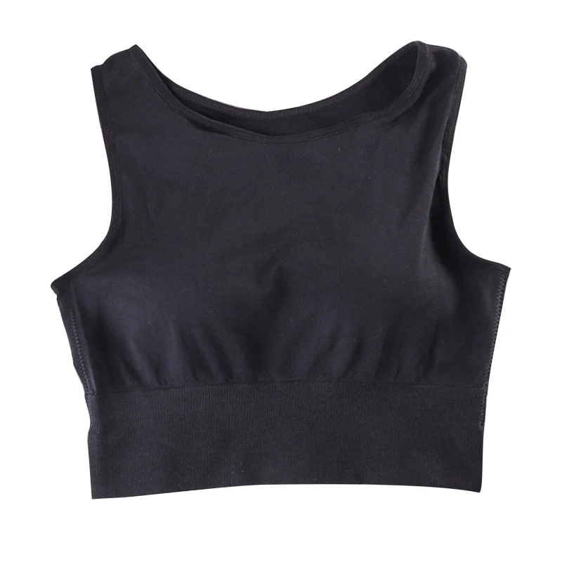 

Women Longline Sports Bra Fitness Sleeveless Crop Tank Top Push Up Padded Solid Color Gym Camisole Racerback Yoga Vest