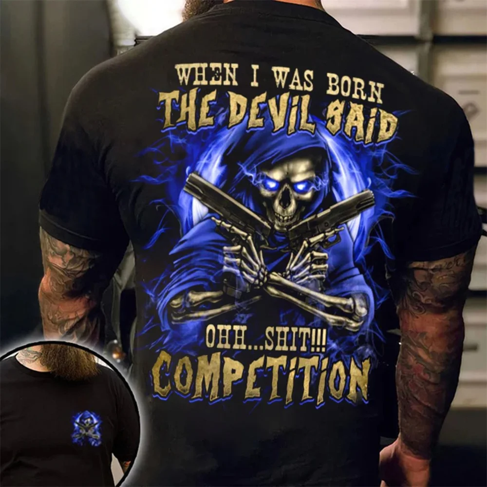 

2022 3d Vintage Men Clothing Retro Men's T-shirt Hip Hop Casual Street Oversized T Shirt For Men Back Skull Cool Print T-shirts