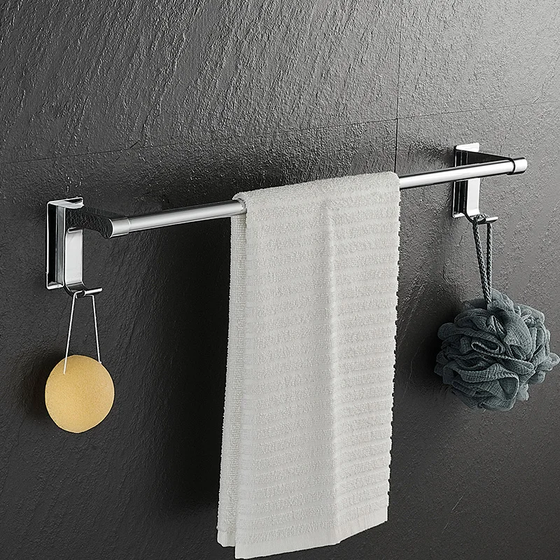 

Stainless steel towel rack in bathroom without punching single-pole bathroom slipper rack kitchen rag balcony hook towel bar