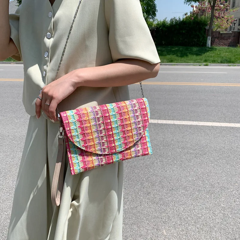 Vintage Envelope Bag 2023 Leisure Ethnic Fashion Chain Shoulder Bags  Messenger Bag Texture Small Square Bag for Women Handbag