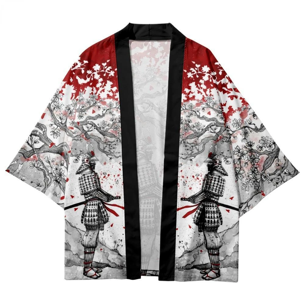 

Japanese Samurai Fashion Cherry Blossom Print Kimono Traditional Casual Beach Couple Cardigan Yukata Women And Men Clothing
