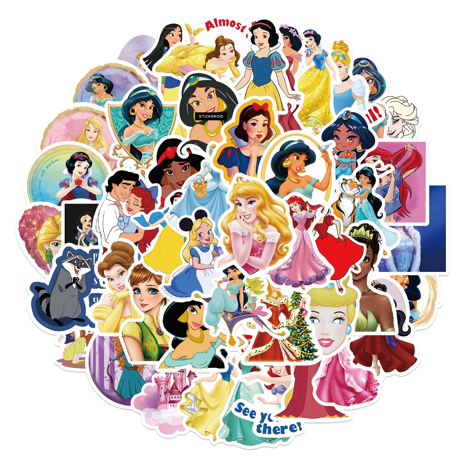 25/50PCS Disney Princess Stickers Frozen Mickey Toy Story Winnie the Pooh Waterproof Skateboard Laptop Cartoon Stikers Kids Toy