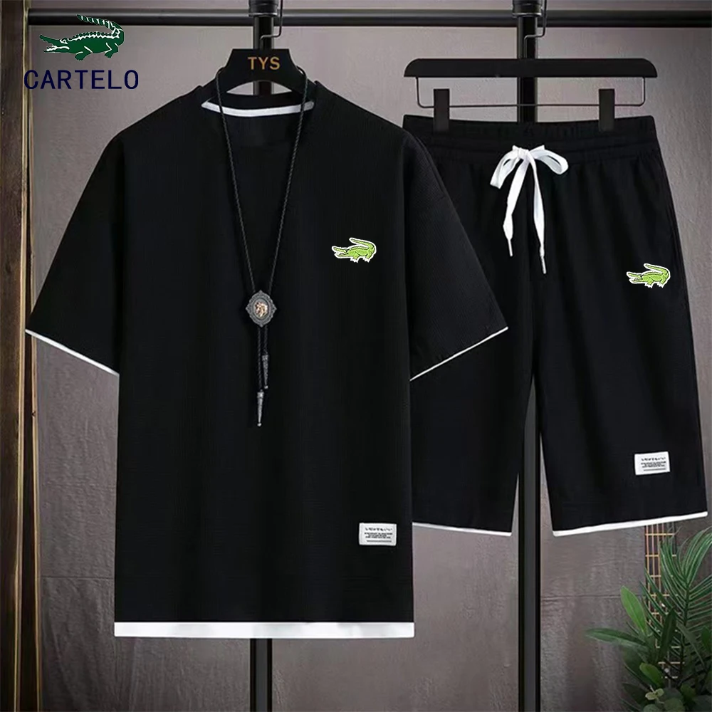 Cartelo Mens Summer Fashion 2 Piece Outfit Clothing Jogger Shorts T Shirt Homme Tracksuit Short Sets Sports Suit Clothes for Men
