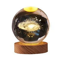 3d planets crystal ball engraved miniature model night light home office decor crystal ball 60mm 80mm astronomy retro dream gift