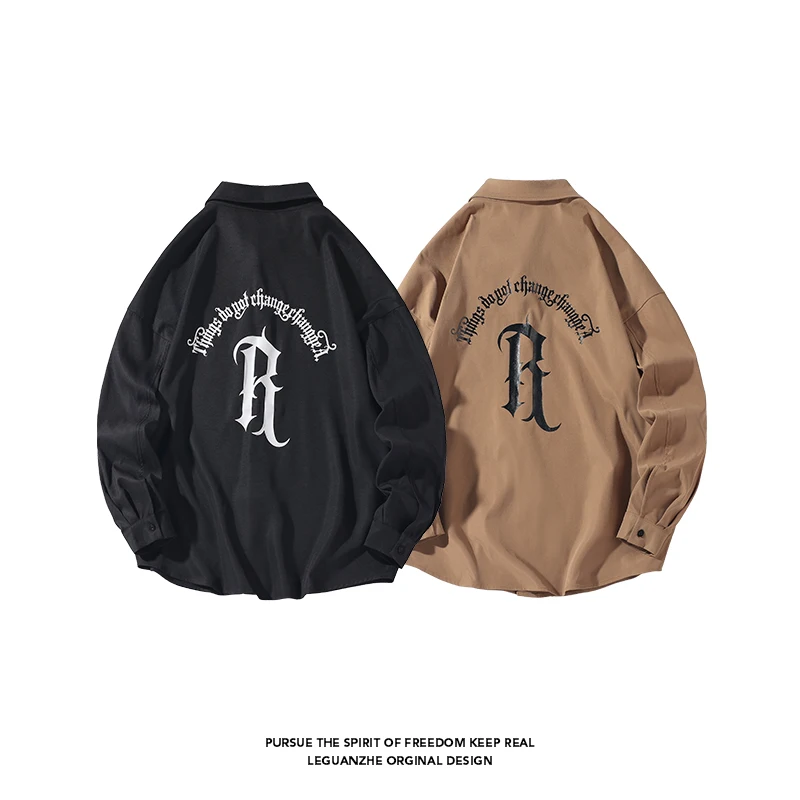 

Повседневные брендовые модные Лоскутные хип-хоп панк свободные мужские карго рубашки с длинным рукавом 2022 Новинка весна осень большие разм...