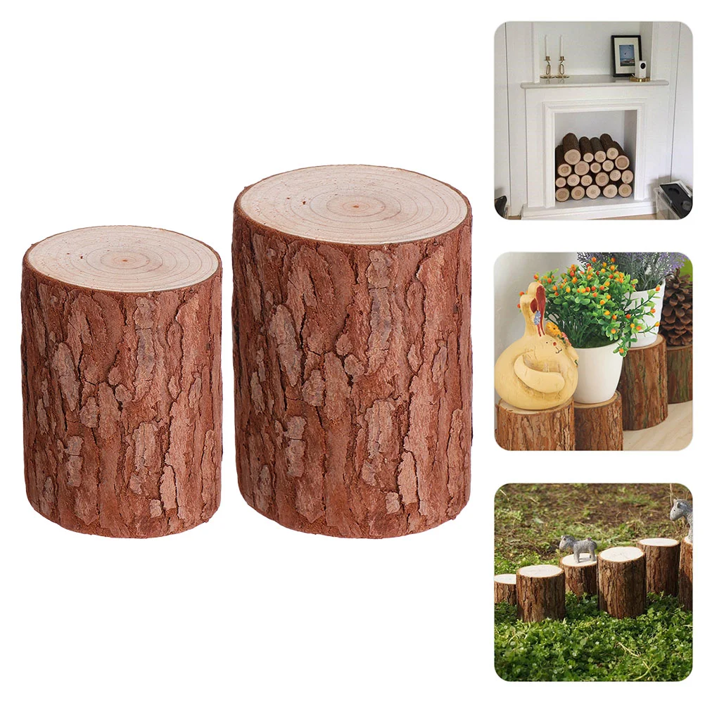 

Unfinished Tree Stump Tree Logs for Decoration Vintage Wood Flowerpot Stump Wood Decor for Garden Round Garden Stool