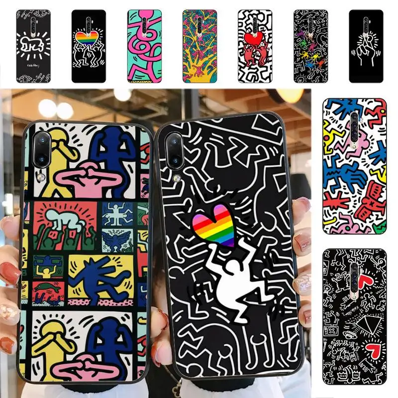 

Keiths-Haring-Works-Colorful-Print Phone Case for Vivo Y91C Y11 17 19 17 67 81 Oppo A9 2020 Realme c3 funda