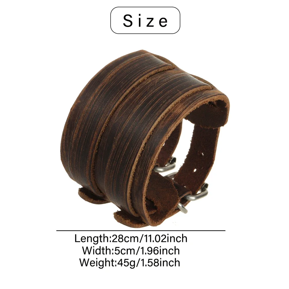 2024 повседневный мужской кожаный браслет классический коричневый регулируемый