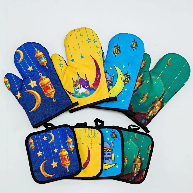 

2023 Ramadan Decorations Baking Anti-Hot Gloves Pad Oven Muslim Kitchen Mat Muslim Islamic Eid Mubarak Ramadan Kareem Decor Home