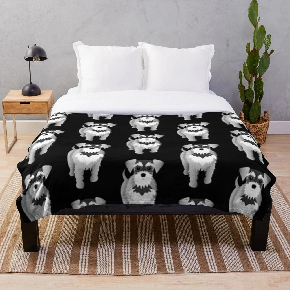

Miniature Schnauzer Flannel Blanket Gift for Lover Funny Throw Blankets for Sofa Bedding Lounge Plush Thin Quilt Animal Dog