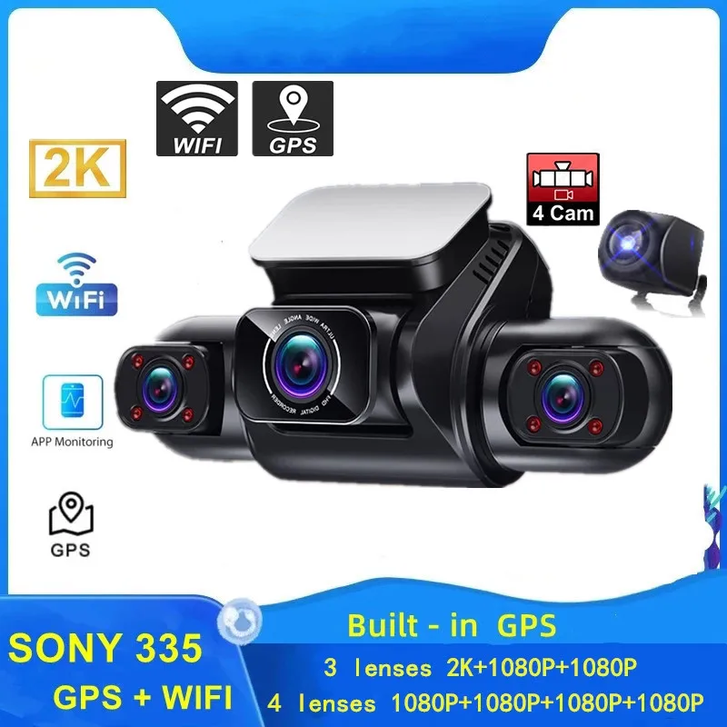 4 Channels 1080p+1080p 1080p 1080p Wifi Gps Car Dvr Dual Lens 8 Infrared Light Night Vision 3 Lens 170 Degree Dash Cam Car Camer