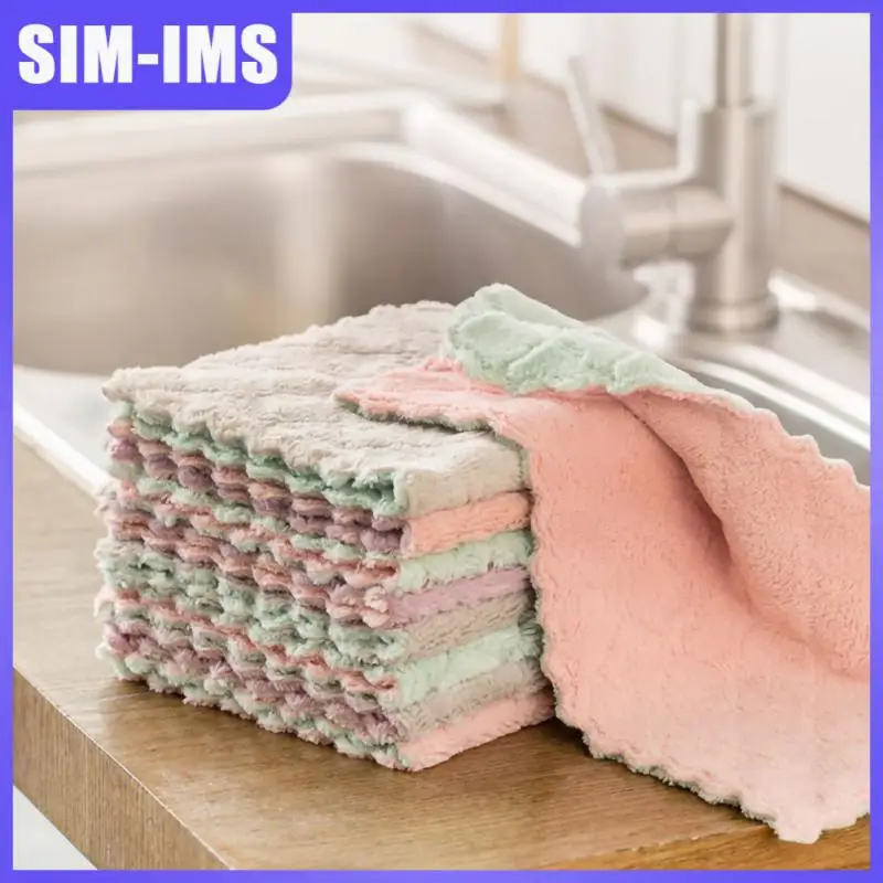 

Household Lint-free Fish Scale Cloth Cleaning Cloth Absorbent Coral Velvet Rag Kitchen Accessories Tools Microfiber Dish Cloth