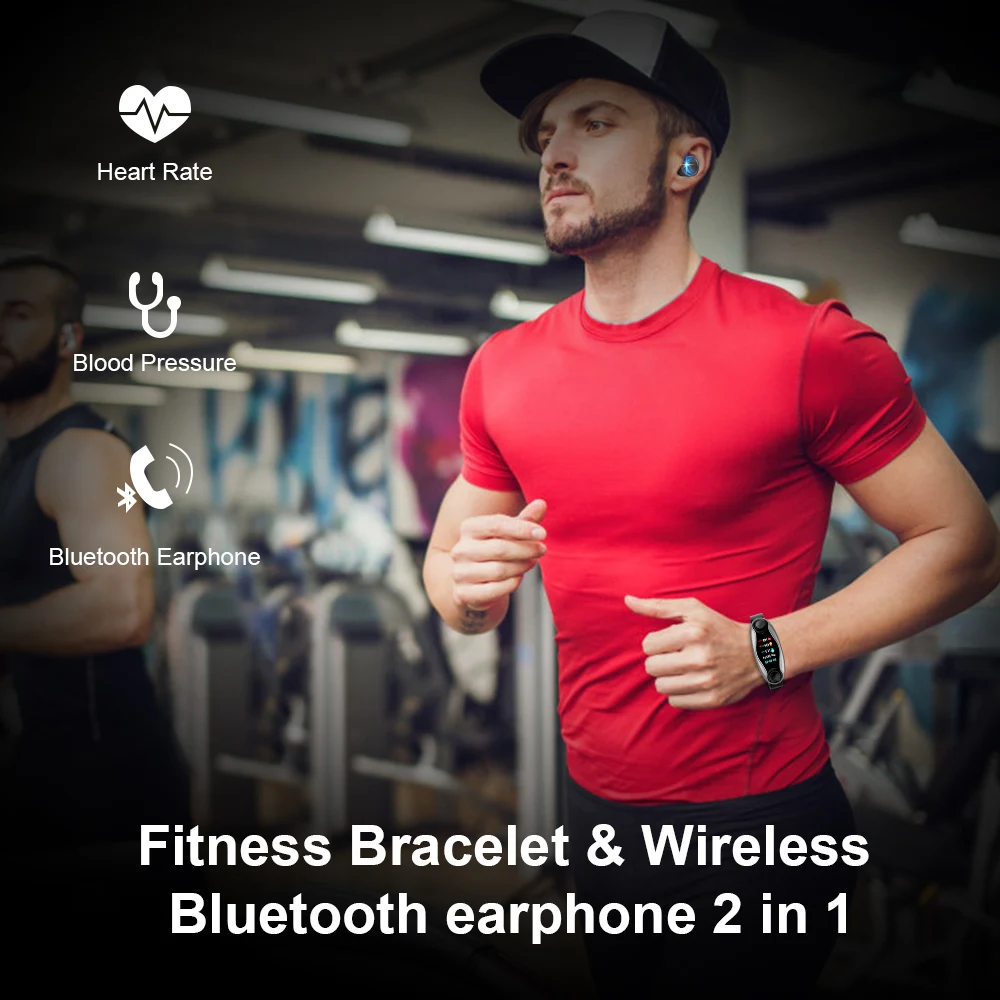 T90 2 In 1 TWS Earbuds Wireless Bluetooth Earphone Smart Watch Waterproof Health Tracker Sport Fitness Bracelet Smart Bands
