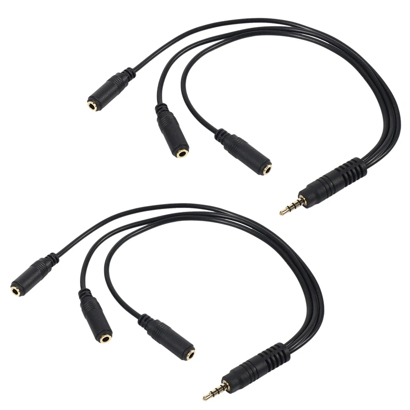 

2X 3.5Mm Stereo Audio Splitter Cable Gold Plated 3.5Mm (1/8 Inch) TRRS Stereo Plug Male To 3 X 1/8 Inch