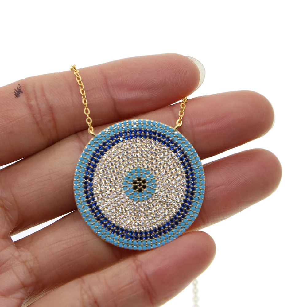 

2022 New Micro Zirconia Greek Evil Eye Charm Silver Color Lucky Blue Eyes Necklace Elegant Women Girls Exquisite Gift Jewelry