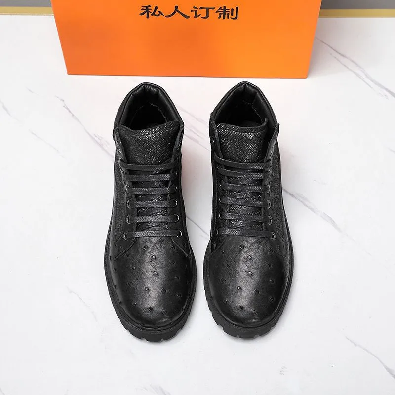 

Мужские классические короткие ботинки Goodyear из настоящей страусиной кожи, натуральная экзотическая кожа, на молнии, зимняя обувь