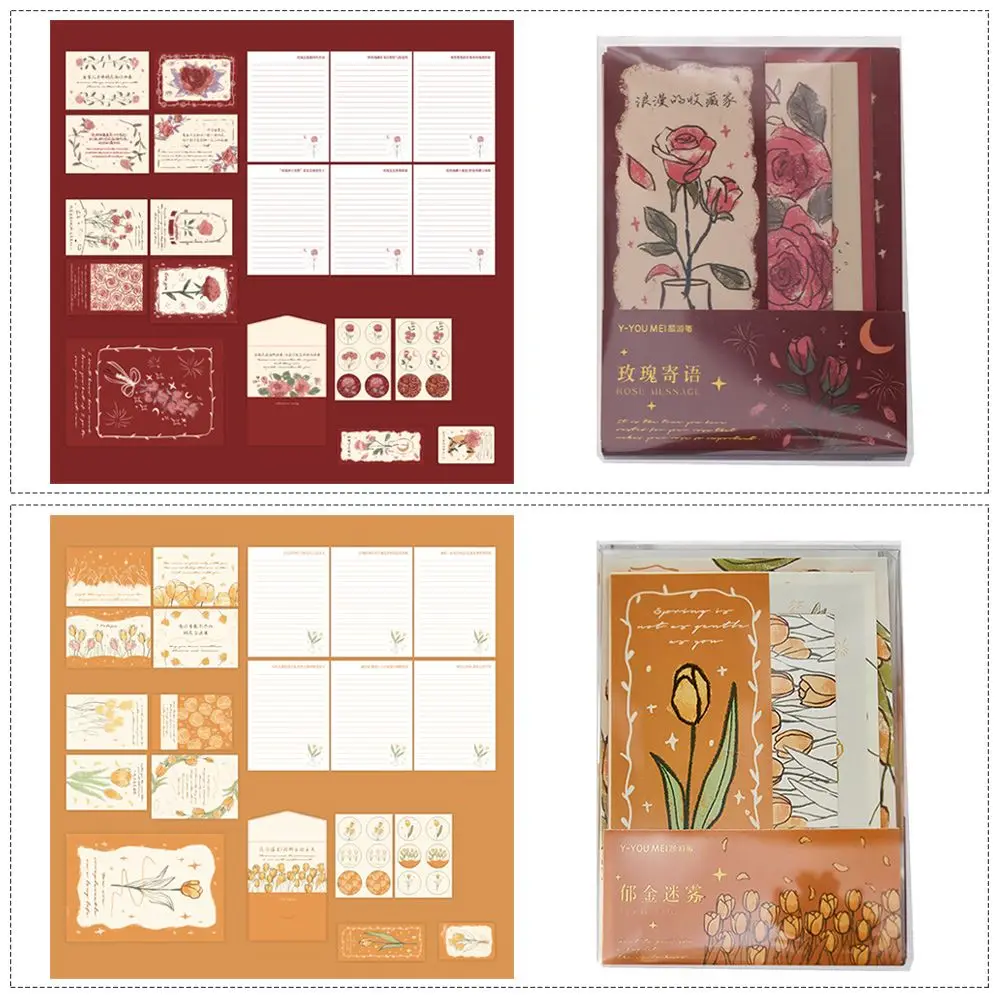 

DIY Material Rose Tulips Series Hand Account Sticker Set Hand Ledger Adhesive Tape Stationery Stickers Combination Set