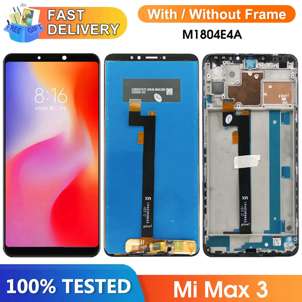 Экран 6 9 ''для Xiaomi Mi Max 3 M1804E4A ЖК-дисплей сенсорный экран дигитайзер с рамкой
