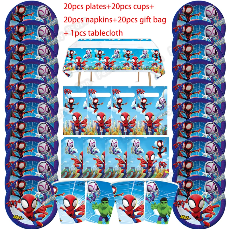 

40/80/81/100 шт., чашка-тарелка «Человек-паук»