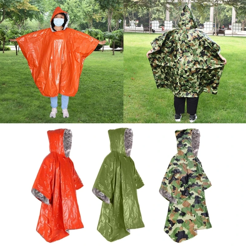 

Emergency Raincoat Disposable Aluminum Film Cold Ponch0 Insulation Rainwear Blankets Survival Equipment