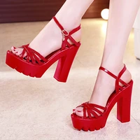 plus size 33 43 block heels sandals women high heels summer shoes 2021 elegant platform sandalias ladies wedding shoes red