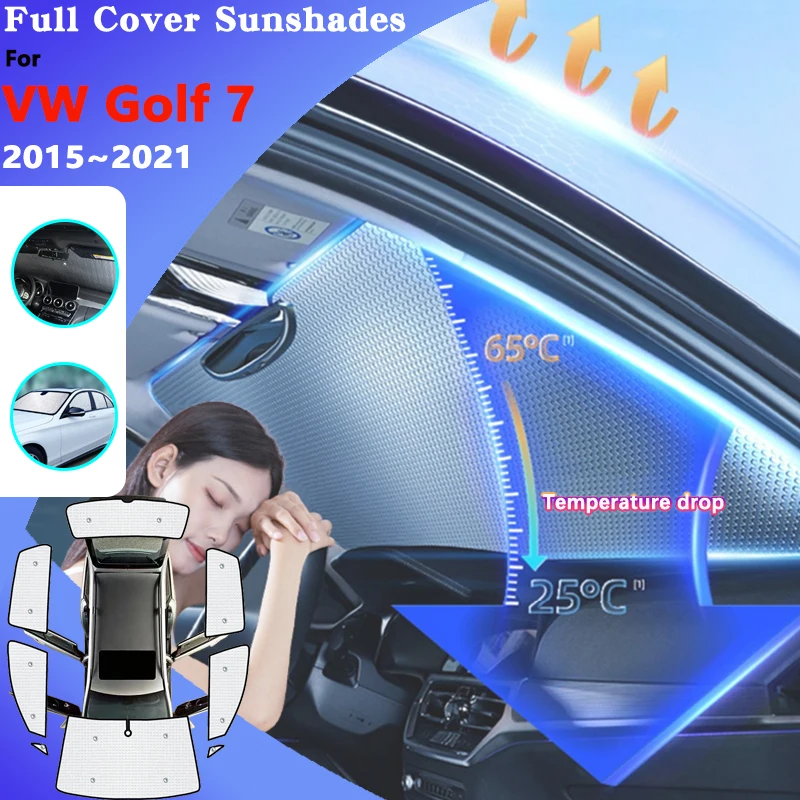 

Car Cover Visor For Volkswagen VW Golf Mk7 7 Accessories 2015~2021 Windshield Window Sun Protection Shades UV Sunshades Stickers