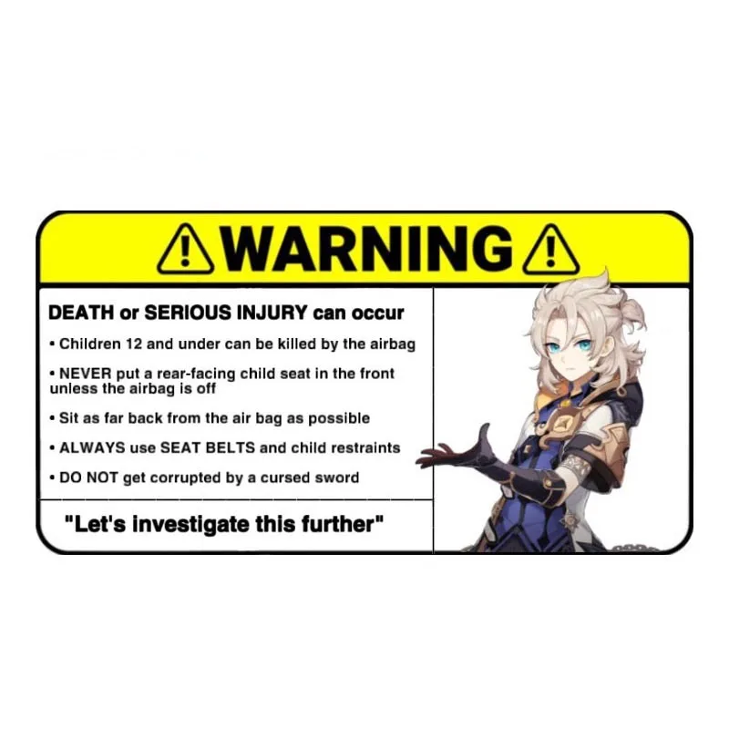 

Warning Car Sticker Let's Investigate This Further Decal JDM Anime Sticker for Car Visors Center Console 15cm X 7.8cm