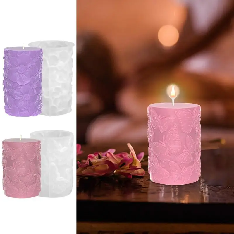 

Pillar Silicone Molds Delicate Mould With Embossed Flowers DIY Projects Mold For Craftworks For Candles Popsicles Cakes
