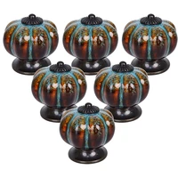 cabinet knobs 6 pack glazed ceramic knobs with pumpkin shape for decor door pull handle for vintage cabinet drawers