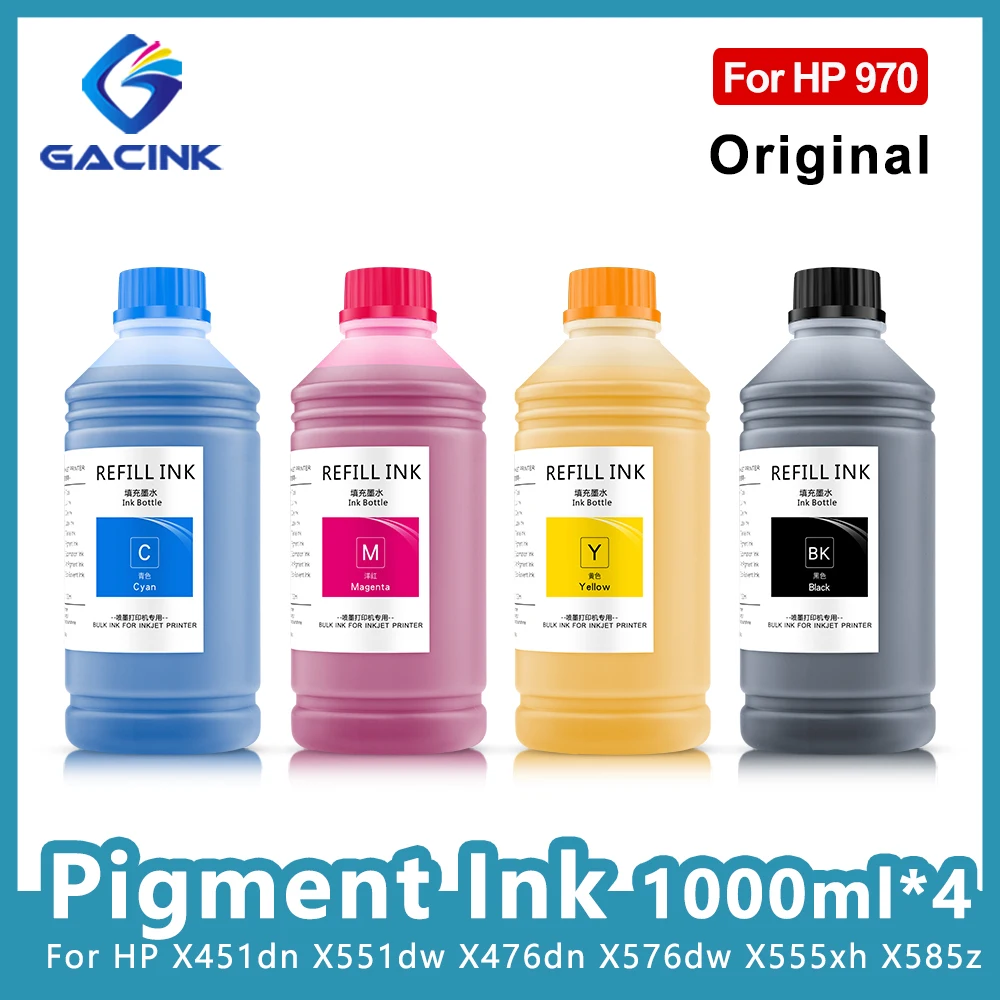 

Original Pigment Ink 1000ML*4 Waterproof Ink For HP Officejet X451dn X551dw X476dn X576dw X555xh dn X585z/dn X585f For HP 970
