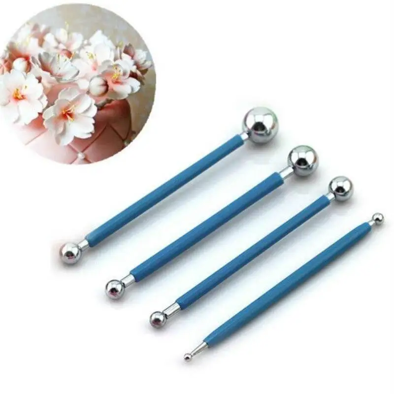 

4pcs/set Stainless Molding Ball for Fondant Cake Sugarcraft Decorating Kit Polymer Clay Tools DIY Carving Tree Flowers BJD Dolls