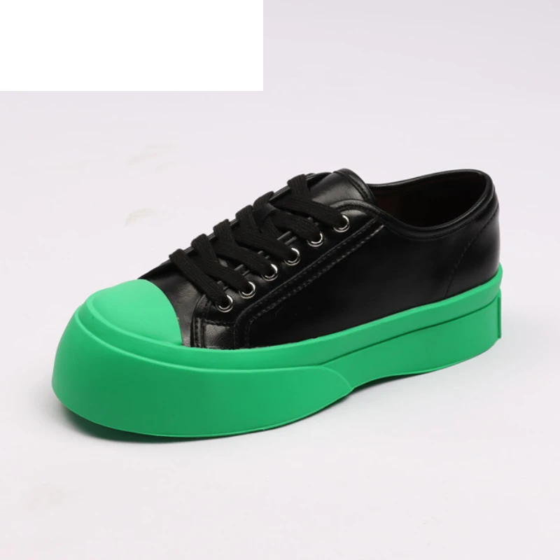 

fujin 3.5cm genuine leather shoes women sneakers summer breathable vulcanized shoes 2022 platform shoes female ugly flats