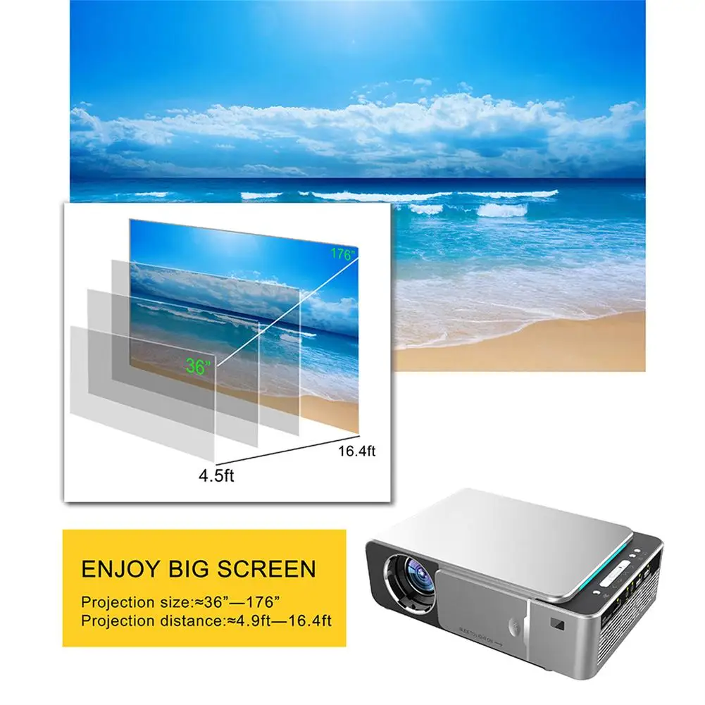 

Светодиодный проектор T6, Full Hd, 2k, 4k, 4000 лм, 720p, портативный проектор для кинотеатра, Android, Wi-Fi, 3D домашний кинотеатр
