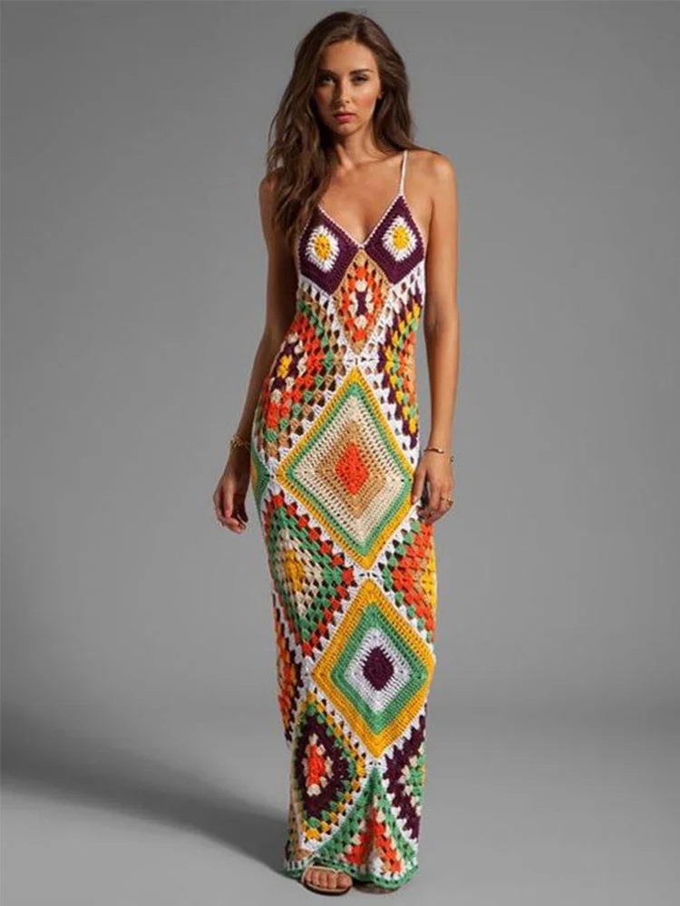 

Женское трикотажное платье без рукавов LGRQ, свободное трикотажное платье контрастных цветов с V-образным вырезом, 19J3614, для лета, 2023