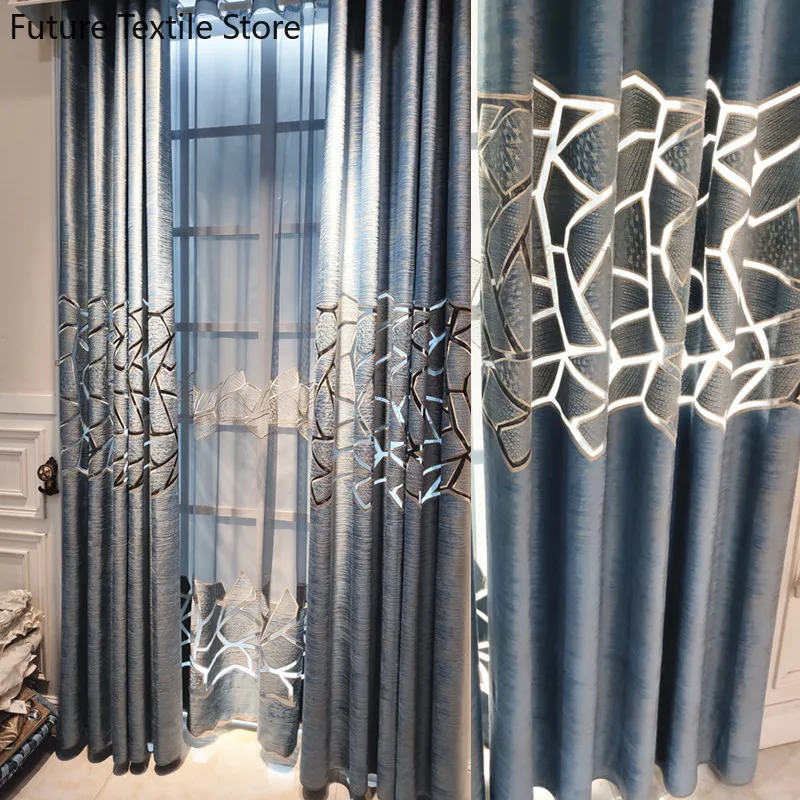

2022 Modern and Simple Hollowed Out Living Room Embroidered Curtains Finished Study Bedroom Balcony Window Curtains