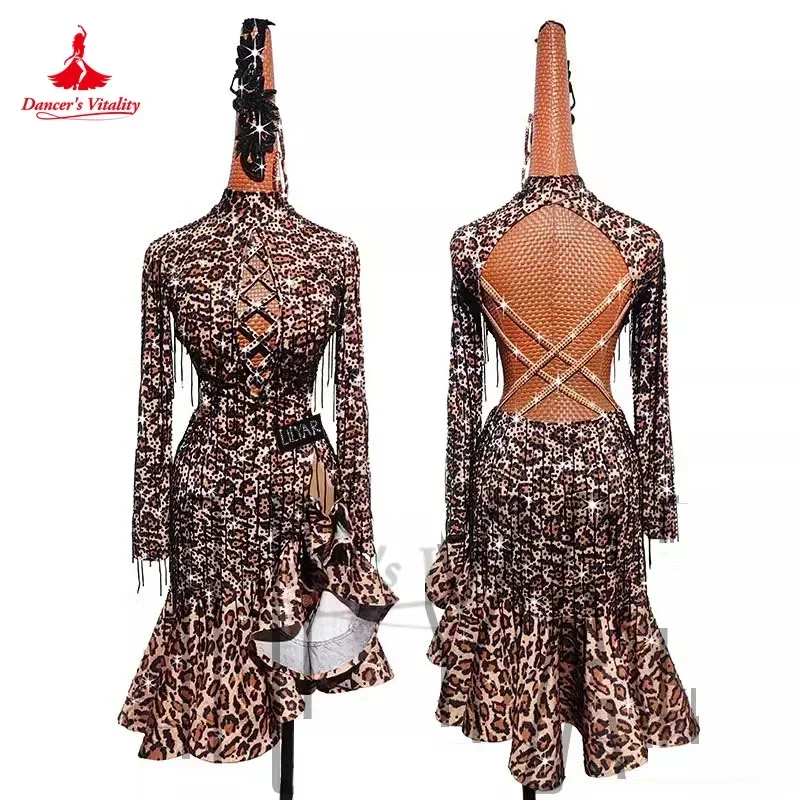 Платье для соревнований по латинским танцам женщин одежда выступлений в стиле