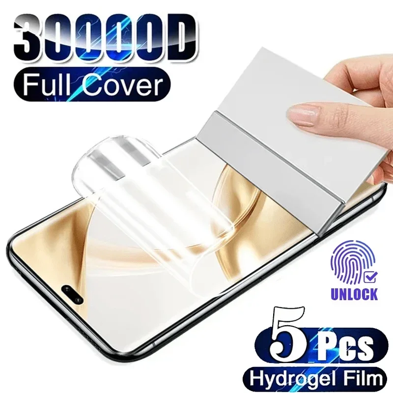 5 шт. гидрогелевая пленка для Huawei Honor 200/Honor 200 Pro антишпионская изогнутая защитная