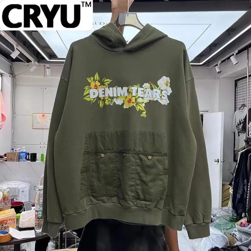 

CRYU винтажная Повседневная Толстовка С Карманами и надписью